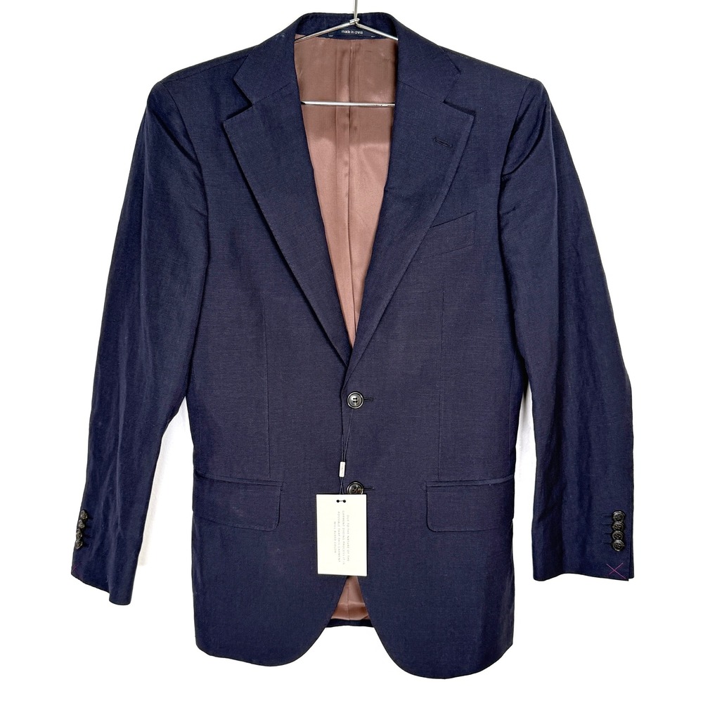 SUITSUPPLY‎ Size 34 Lazio Int Navy Linen Wool Sport Coat Blazer P4809I